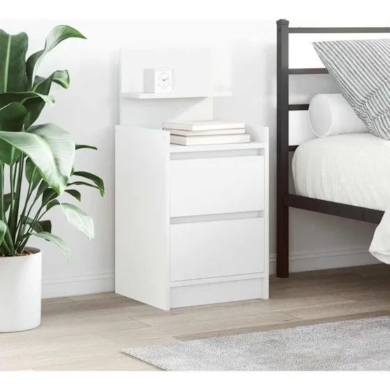 vidaXL Sengebord med 2 skuffer 38x34x80 cm hvid