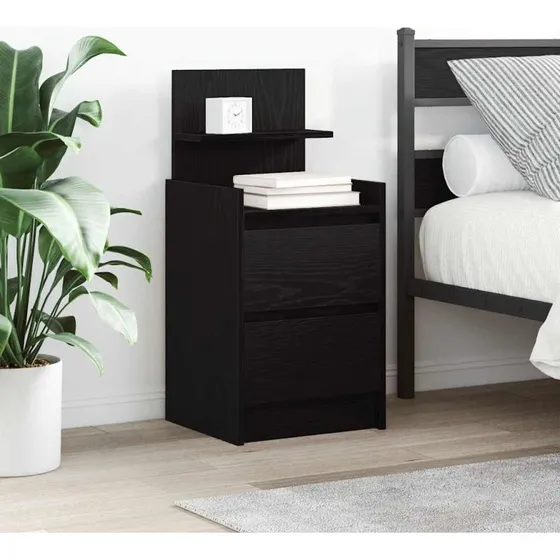 vidaXL Sengeborde med 2 skuffer 38x34x80 cm sort