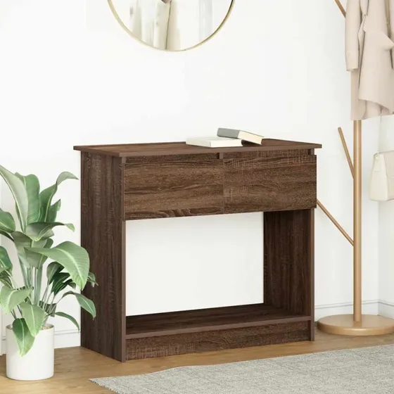 vidaXL Konsolbord med Skuffer 85,5x38,5x74,5 cm Brun Egetræsfarve