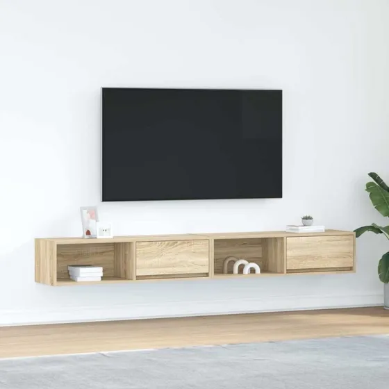 vidaXL 2 stk. tv-bord 100x31x25,5 cm konstrueret træ sonoma-eg