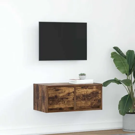 vidaXL Væghængt tv-bord 60x31x25,5 cm røget egetræ