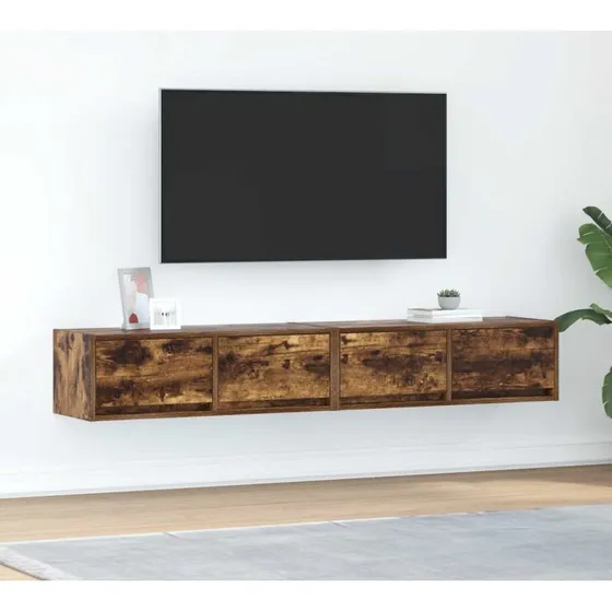 vidaXL 2 stk. tv-skabe 80x31x25,5 cm røget egetræ konstrueret træ