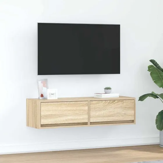 vidaXL TV-skab med skuffe Sonoma-eg 100 x 31 x 25,5 cm, konstrueret træ