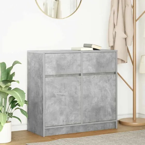 vidaXL Skænk med Skuffe 80x34x76 cm Konstrueret Træ Betongrå