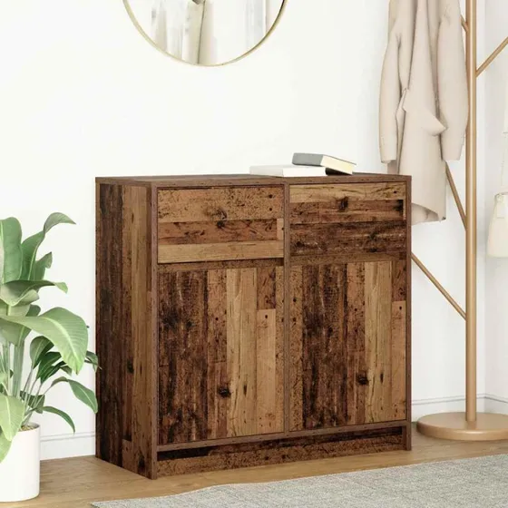 vidaXL Skænk med Skuffe 80x34x76 cm Konstrueret Træ Antikt Træ