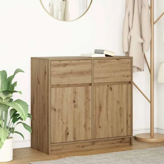 vidaXL Skænk med Skuffe 80x34x76 cm Konstrueret Træ Kunsteg