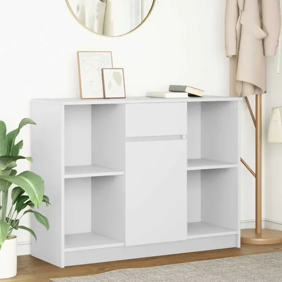 vidaXL Skænk med Skuffe 101x35x76 cm Konstrueret Træ Hvid