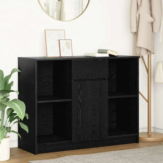 vidaXL Skænk med Skuffe 101x35x76 cm Sort Konstrueret Træ
