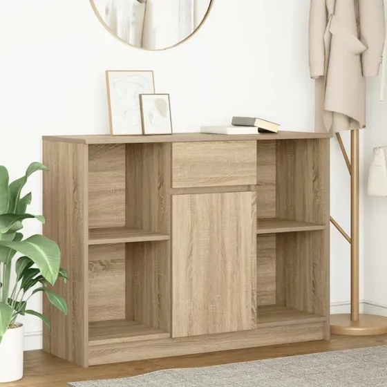 vidaXL Skænk med Skuffe 101x35x76 cm Konstrueret Træ Sonoma-Eg