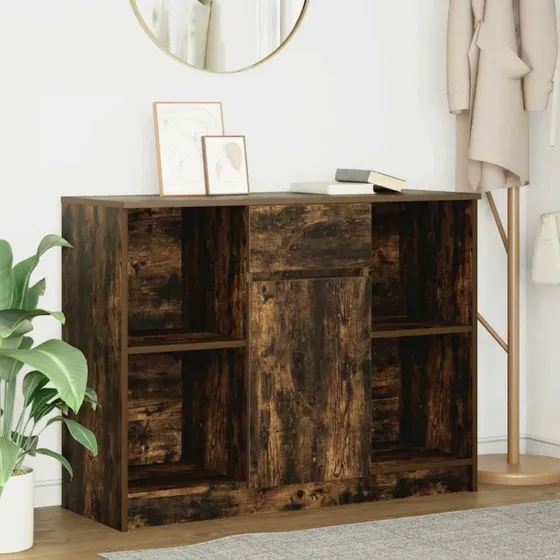vidaXL Skænk med Skuffe 101x35x76 cm Røget Egetræ