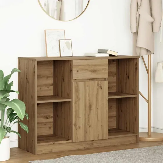 vidaXL Skænk med Skuffe 101x35x76 cm Konstrueret Træ Kunsteg