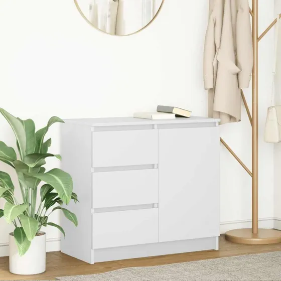 vidaXL Skænk med Skuffe 71x35x65 cm Konstrueret Træ Hvid