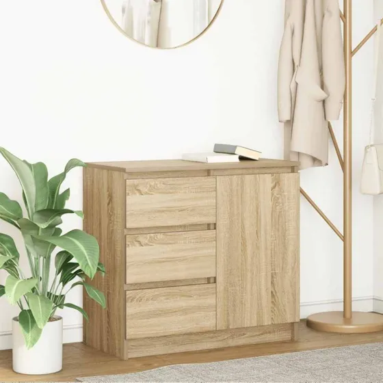 vidaXL Skænk med Skuffe 71x35x65 cm Konstrueret Træ Sonoma-Eg