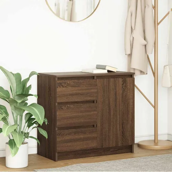 vidaXL Skænk med Skuffe 71x35x65 cm Brun Konstrueret Træ