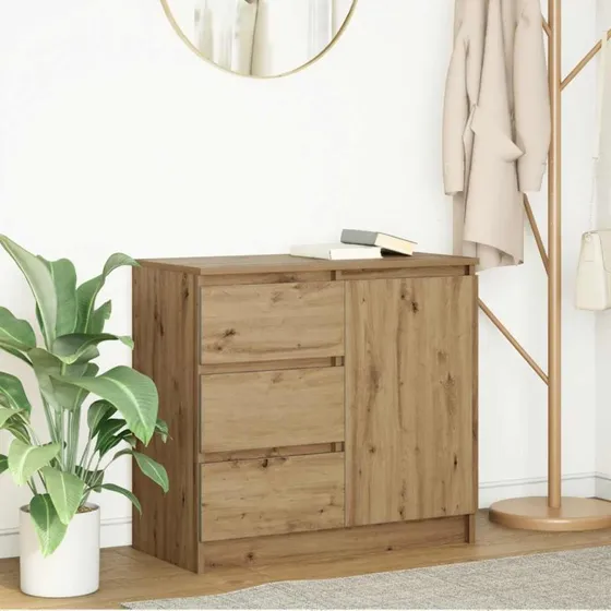 vidaXL Skænk med Skuffe 71x35x65 cm Konstrueret Træ Kunsteg