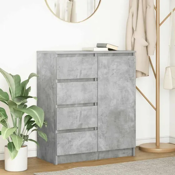 vidaXL Skænk med skuffer 71x35x84 cm konstrueret træ betongrå