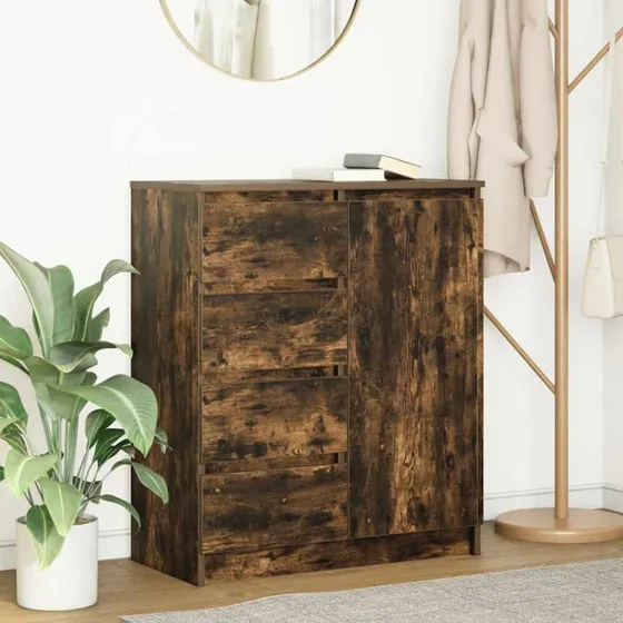 vidaXL Skænk med Skuffer 71x35x84 cm Røget Egetræ