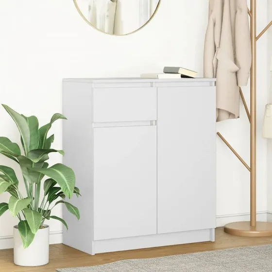 vidaXL Skænk med Skuffe 71x35x84 cm Konstrueret Træ Hvid