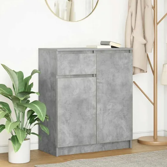 vidaXL Skænk med Skuffe 71x35x84 cm Konstrueret Træ Betongrå