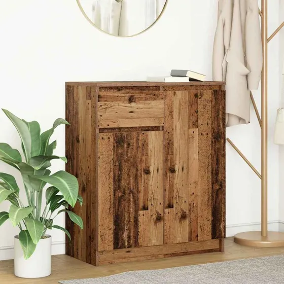 vidaXL Skænk med Skuffe 71x35x84 cm Konstrueret Træ Antikt Træ