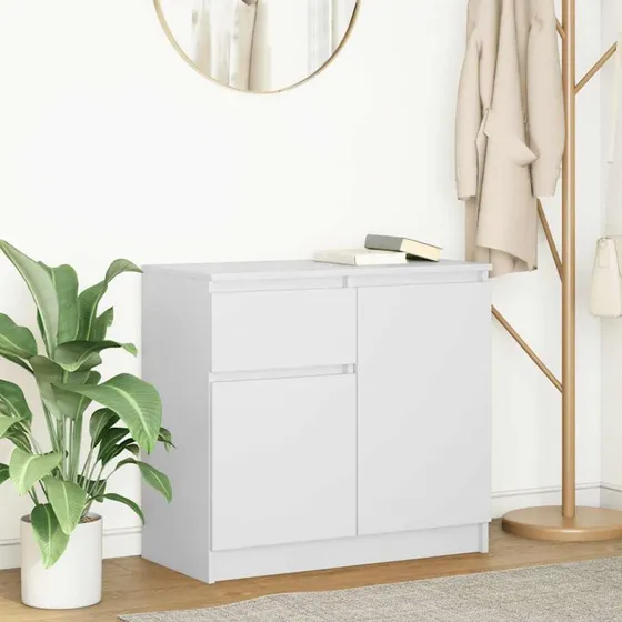 vidaXL Skænk med Skuffe 71x35x65 cm Hvid Konstrueret Træ