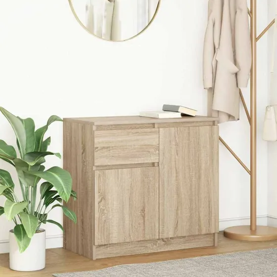 vidaXL Skænk med Skuffe 71x35x65 cm Konstrueret Træ Sonoma-Eg