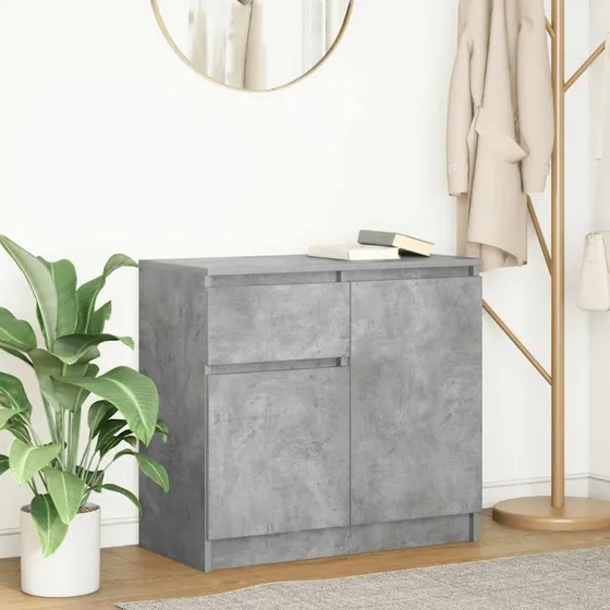 vidaXL Skænk med Skuffe 71x35x65 cm Konstrueret Træ Betongrå