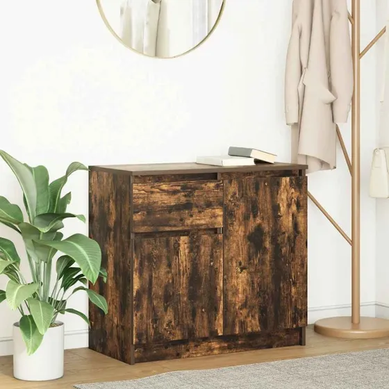 vidaXL Skænk med Skuffe 71x35x65 cm Røget Egetræ