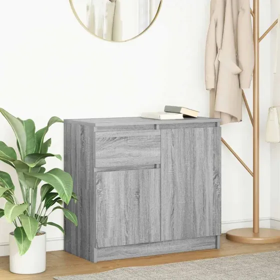 vidaXL Skænk med Skuffe 71x35x65 cm Grå Sonoma-Eg