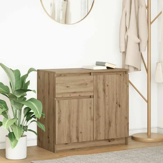 vidaXL Skænk med Skuffe 71x35x65 cm Konstrueret Træ Kunsteg