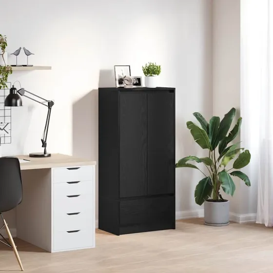 vidaXL Skab med Skuffe 55,5x34x119,5 cm Konstrueret Træ Sort-Eg