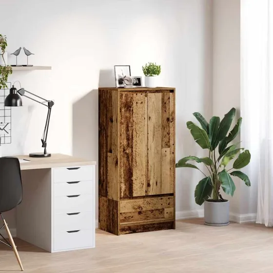 vidaXL Skab med Skuffe 55,5x34x119,5 cm Konstrueret Træ Antikt Træ