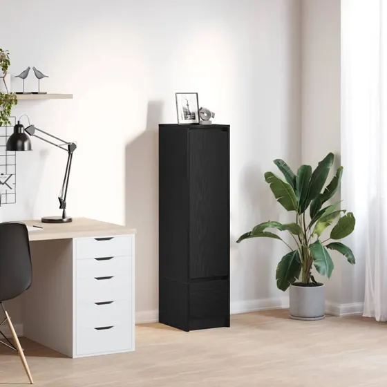 vidaXL Højskab 29,5x34x119,5 cm Konstrueret Træ Sort