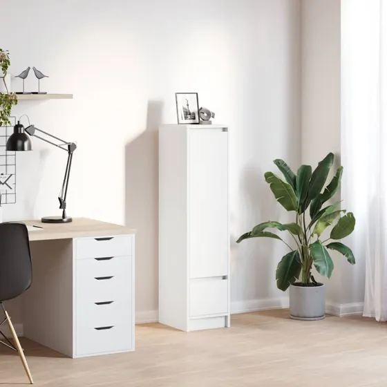vidaXL Højskab 29,5x34x119,5 cm Konstrueret Træ Hvid