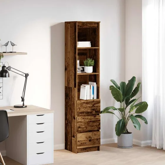 vidaXL Højskab 37,5x35x180 cm Konstrueret Træ Antikt Træ