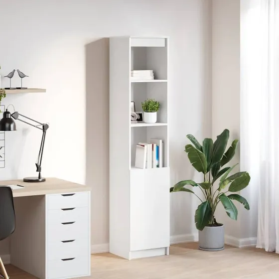 vidaXL Højskab 37,5x35x180 cm Konstrueret Træ Hvid
