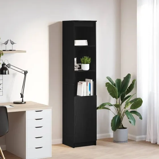 vidaXL Højskab 37,5x35x180 cm Konstrueret Træ Sort