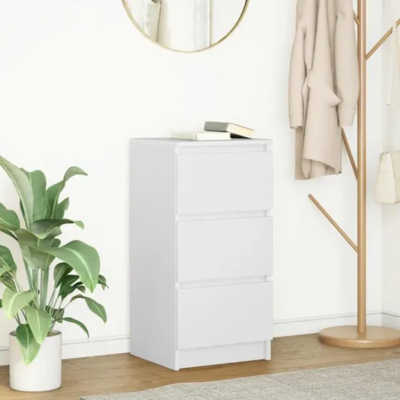vidaXL Skænk 37,5x35x76 cm konstrueret træ hvid