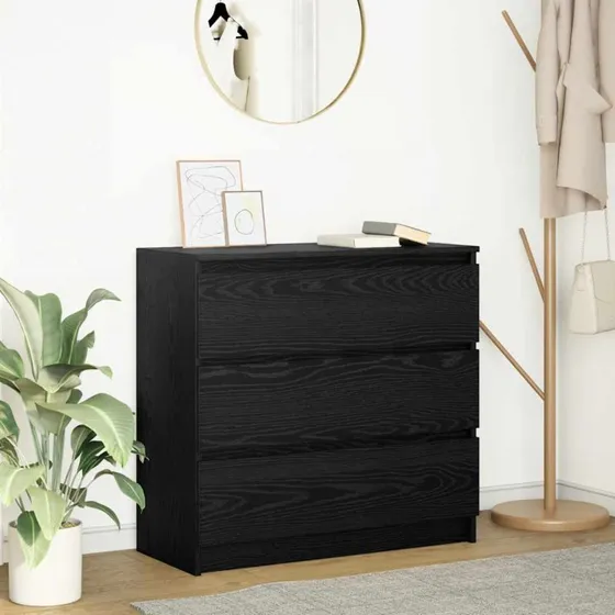 vidaXL Skænk 80x35x76 cm Konstrueret Træ Sort