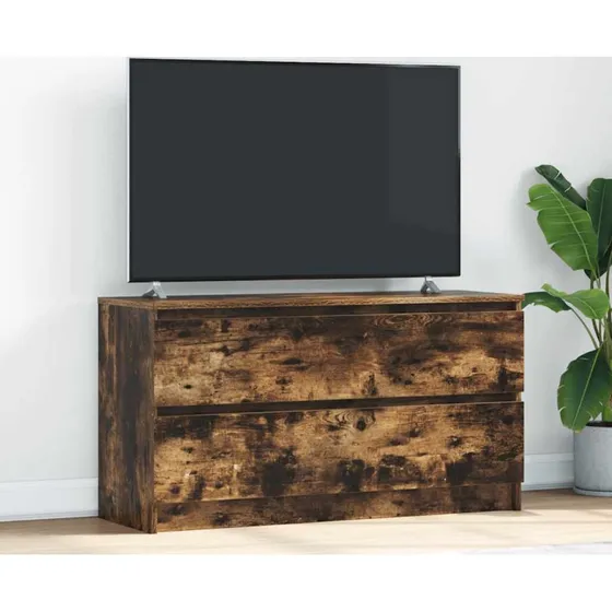 Etræs Tv-Bord 100x35x54 cm, røget egetræsfarve