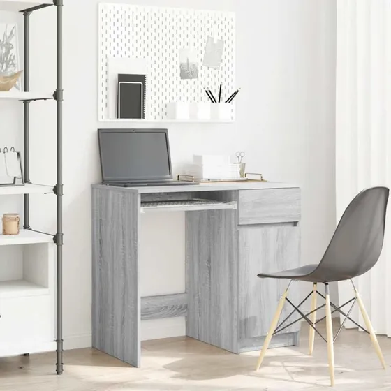 vidaXL Skrivebord 86x49x76 cm Konstrueret Træ Grå Sonoma-Eg