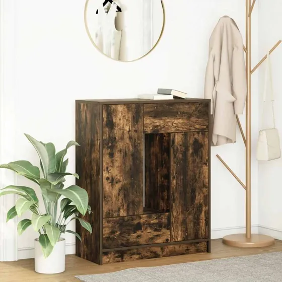 vidaXL Skænk med Skuffer og Låger 73x31x90 cm Røget Egetræ