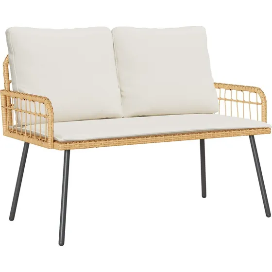 vidaXL Havebænk med pude Natur 114 x 64 x 90cm Stål