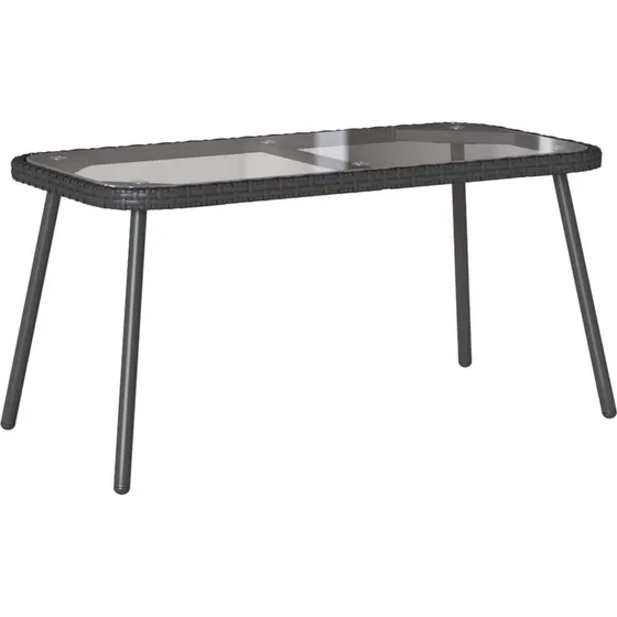 vidaXL Sofabord Sort 90 x 45 x 43 cm Poly Rattan og Glas