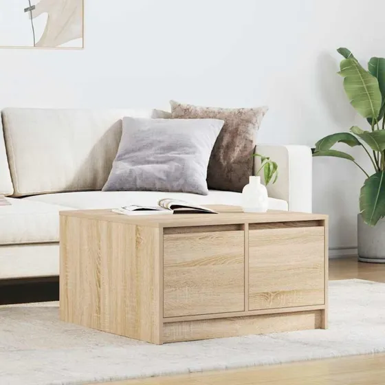 vidaXL Sofabord med Skuffer 70,5x70x40 cm Sonoma-Eg