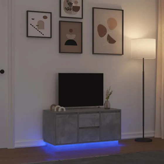 Betonrå Sengebord med LED-Lys 100x41x50 cm