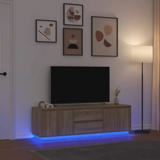 vidaXL Tv-bord med LED-lys 160,5x41x50 cm Sonoma-eg