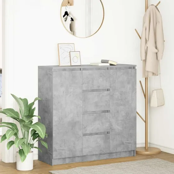 vidaXL Skænk med Skuffer 100,5x35x98,5 cm Konstrueret Træ Betongrå