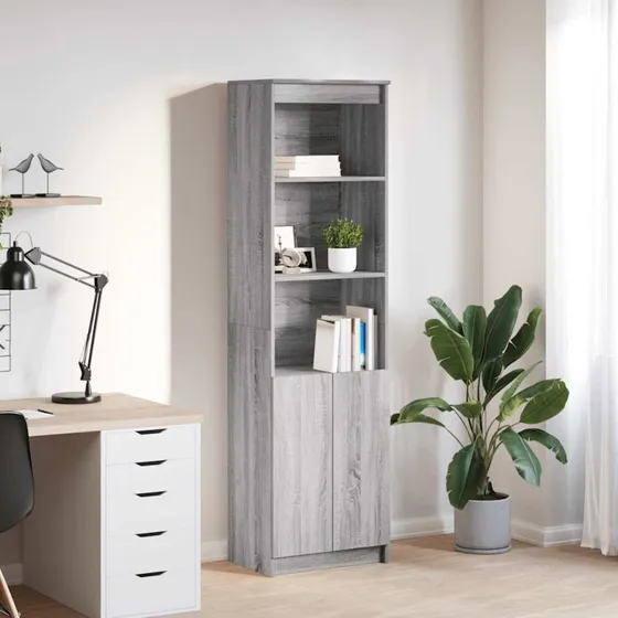 vidaXL Højskab 50x35x180 cm Konstrueret Træ Grå Sonoma-eg