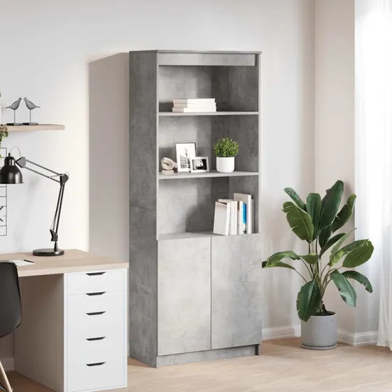 vidaXL Højskab 70x35x180 cm Konstrueret Træ Betongrå